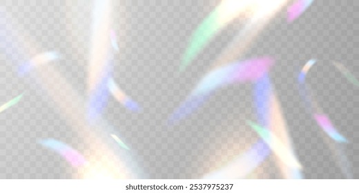 Light effect and zigzag ribbon falling from above on a beam of light, tinsel vector