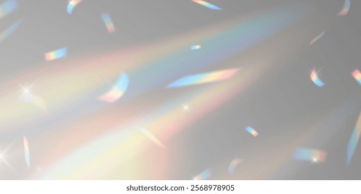 Light effect and zigzag ribbon falling from above on a beam of light, tinsel vector