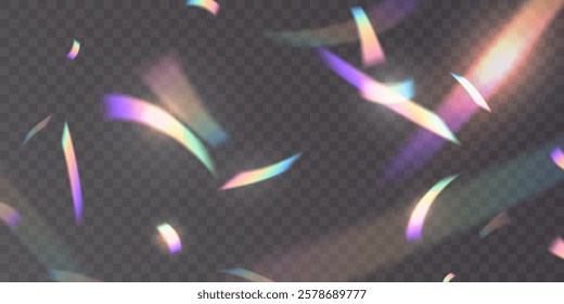 Light effect and zigzag ribbon falling from above on a beam of light, tinsel vector