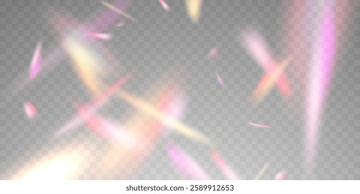 Light effect and zigzag ribbon falling from above on a beam of light, tinsel vector