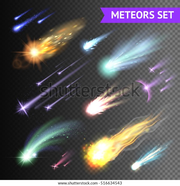 透明な背景に彗星や火の玉を含むライトエフェクトコレクション ベクターイラスト のベクター画像素材 ロイヤリティフリー