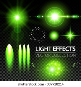 Light Effects Collection. Stars, Spotlights, Explosion & Bokeh. Vector illustration