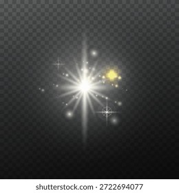 Efeitos de luz. Explosões, estrelas, poeira, luz brilhante, brilho, erupções solares faíscas lantejoulas efeito de brilho