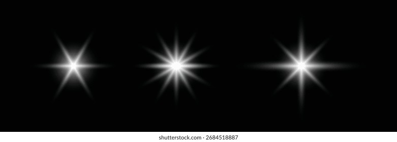 Efeitos de luz. efeitos de luz, brilho, explosão, brilho, poeira, linha, explosão solar, faísca e estrelas, luz de spot, rotação de curva. Luz solar, efeito especial abstrato. ilustração vetorial 