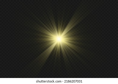 Efectos de luz, brillo, brillo, explosión, luz dorada, ilustración vectorial. brillantes estrellas doradas.