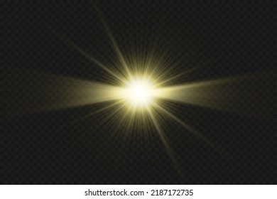 Light effects, glare, glitter, explosion, golden light, Vector illustration. shining golden stars.