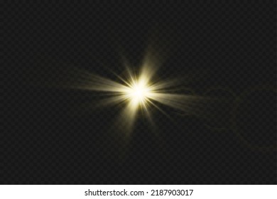 Light effects, glare, glitter, explosion, golden light, Vector illustration. shining golden stars.