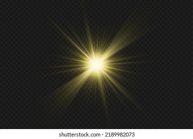 Light effects, glare, glitter, explosion, golden light, Vector illustration. shining golden stars.