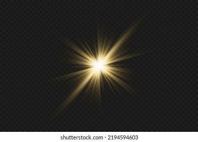 Light effects, glare, glitter, explosion, golden light, Vector illustration. shining golden stars.