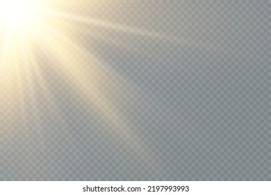 Light effects, glare, glitter, explosion, light. Vector illustration.Vector scene illuminated by spotlight ray. Light effect on transparent background