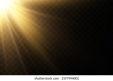 Light effects, glare, glitter, explosion, light. Vector illustration.Vector scene illuminated by spotlight ray. Light effect on transparent background