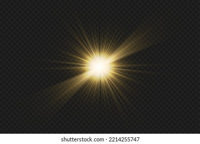 Light effects, glare, glitter, explosion, golden light, Vector illustration. shining golden stars.