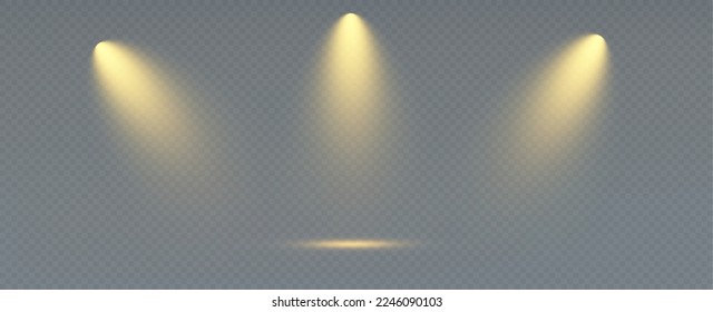 Light effects, glare, glitter, explosion, light. Vector illustration.Vector scene illuminated by spotlight ray. Light effect on transparent background