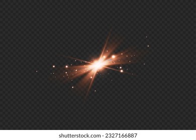 Lichteffekte, Drüse, Glitter, Explosion, goldenes Licht, Vektorgrafik. leuchtende goldene Sterne.