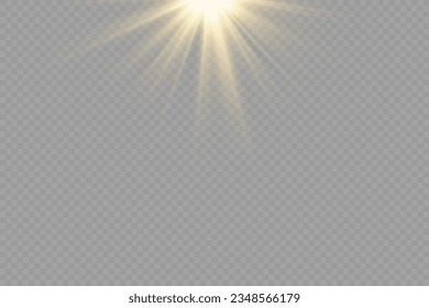 Efectos de luz, brillo, brillo, explosión, luz dorada, ilustración vectorial. brillantes estrellas doradas.