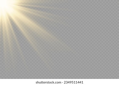 Light effects, glare, glitter, explosion, golden light, Vector illustration. shining golden stars.