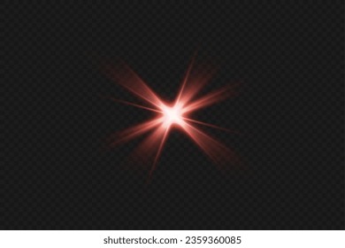 Light effects, glare, glitter, explosion, red light, vector illustration. shining red stars.