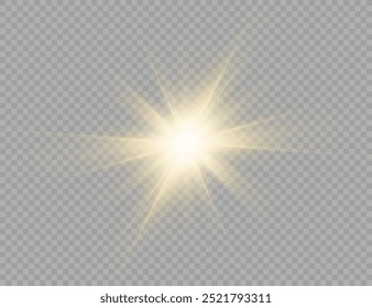 Light effects, glare, glitter, explosion, golden light, Vector illustration. shining golden stars.