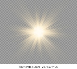 Light effects, glare, glitter, explosion, golden light, Vector illustration. shining golden stars.