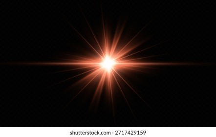 Light effects, glare, glitter, explosion, red light, vector illustration. shining red stars.