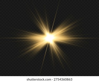 Light effects, glare, glitter, explosion, golden light, Vector illustration. shining golden stars.