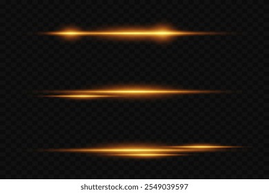 Light effects of lines and flashes. Laser beam flash. On a transparent background.