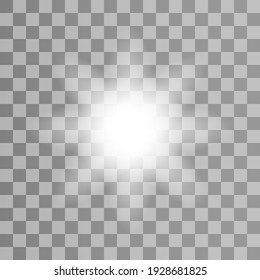 Lichteffekte auf transparentem Hintergrund. Der Farbverlauf-Glitter auf dem Schein, heller Fackel. Sonnenstruktur. Vektorgrafik.