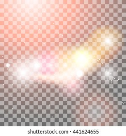 Light effects on transparent background. Burst, glitter, sparkle glow texture