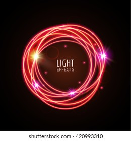 Light effects rings. Motions glowing lines with particles. Modern style. Shining lines.