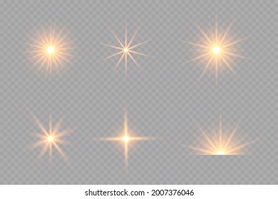 Light effects set, golden stars, bokeh,glittering particles.
