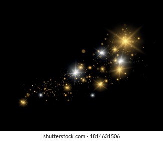 light effects. Vector sparkles on a transparent background. Christmas light effect. Sparkling magical dust particles.The dust sparks and golden stars shine with special light.