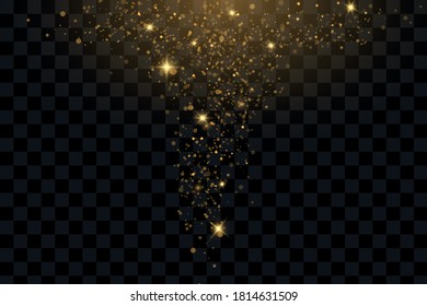 light effects. Vector sparkles on a transparent background. Christmas light effect. Sparkling magical dust particles.The dust sparks and golden stars shine with special light.