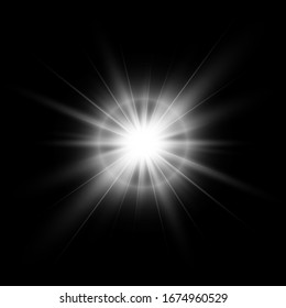 Light effects. White glowing light burst explosion.