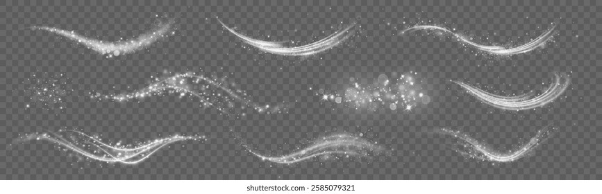 Light effects.Light flares, explosions, glitter, dust, lines, sun gloves, sparks, sparkles, stars, curved curves. Glow special effect light