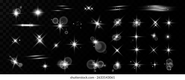 Light effects.Wind glare, explosions, shine, dust, lines, solar flares, sparks, sequins, stars, curved curls. Glow special effect of light
