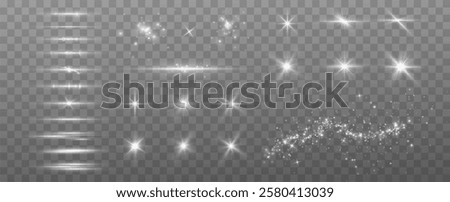 Light effects.Wind glare, explosions, shine, dust, lines, solar flares, sparks, sequins, stars, curved curls. Glow special effect of light