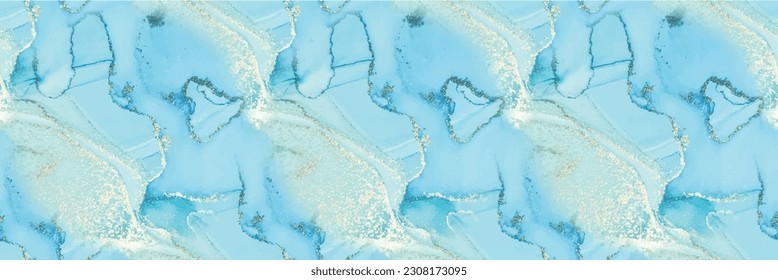 Light Elegant Background. Watercolor Marble. Blue Ink Paint. Foil Abstract Background. Gold Marble Watercolor. Vector Seamless Art Template. Alcohol Ink Canvas. Golden Shiny Pattern. Foil Vector Ink