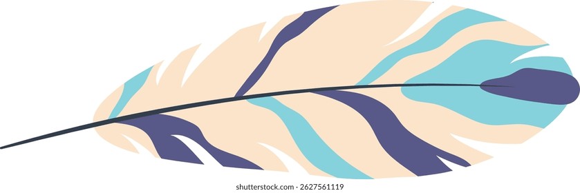 Pluma ligera y elegante que flota en el aire con colores pastel, crema, turquesa y púrpura, que representan ligereza, suavidad y fragilidad