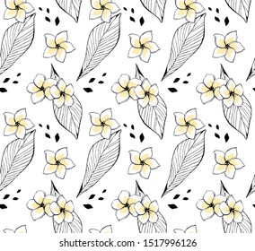 Light and elegant flowers seamless pattern on white leaves