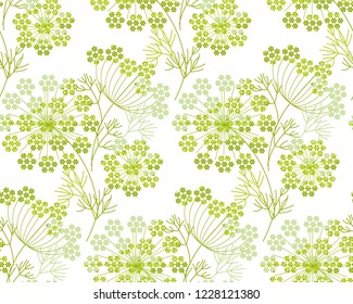 Light elegant modern shapes dill or fennel seamless pattern. geometric style garden herbs repeatable motif for fabric, wrapping paper