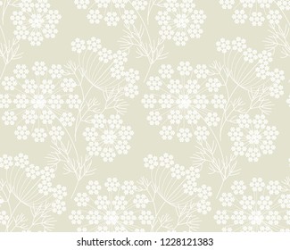 Light elegant modern shapes dill or fennel seamless pattern.  geometric style garden herbs repeatable motif for fabric, wrapping paper