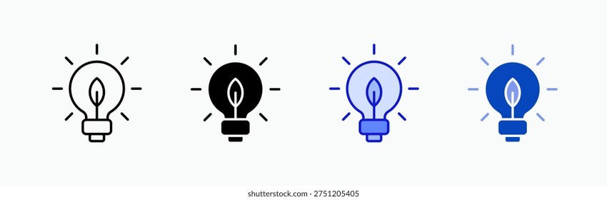Light Emit Icon Sheet Multiple Style Collection Isolated Vector
