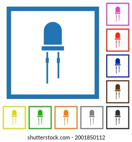 Light Emitting Diode flat color icons in square frames on white background