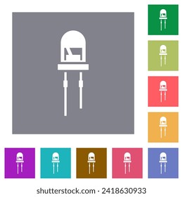 Light Emitting Diode flat icons on simple color square backgrounds