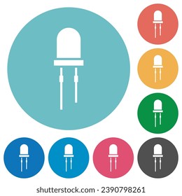 Light Emitting Diode flat white icons on round color backgrounds