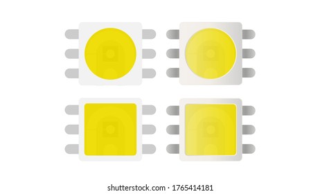 Light emitting diode. Glowing element for LED tape. Flat style. Isolated. Vector.