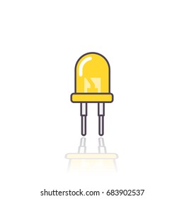 light emitting diode icon with outline on white
