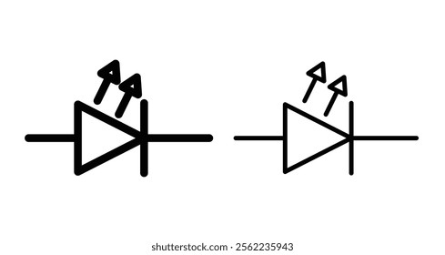 Light emitting diode Icons pack in outlined and flat versions