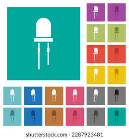 Leuchtende Diode mehrfarbige Flachsymbole auf einfarbigem Hintergrund. Weiße und dunklere Icon-Variationen für Hover oder aktive Effekte.