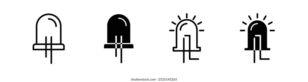 Light emitting diode vector vector filled and outlined iconss collection